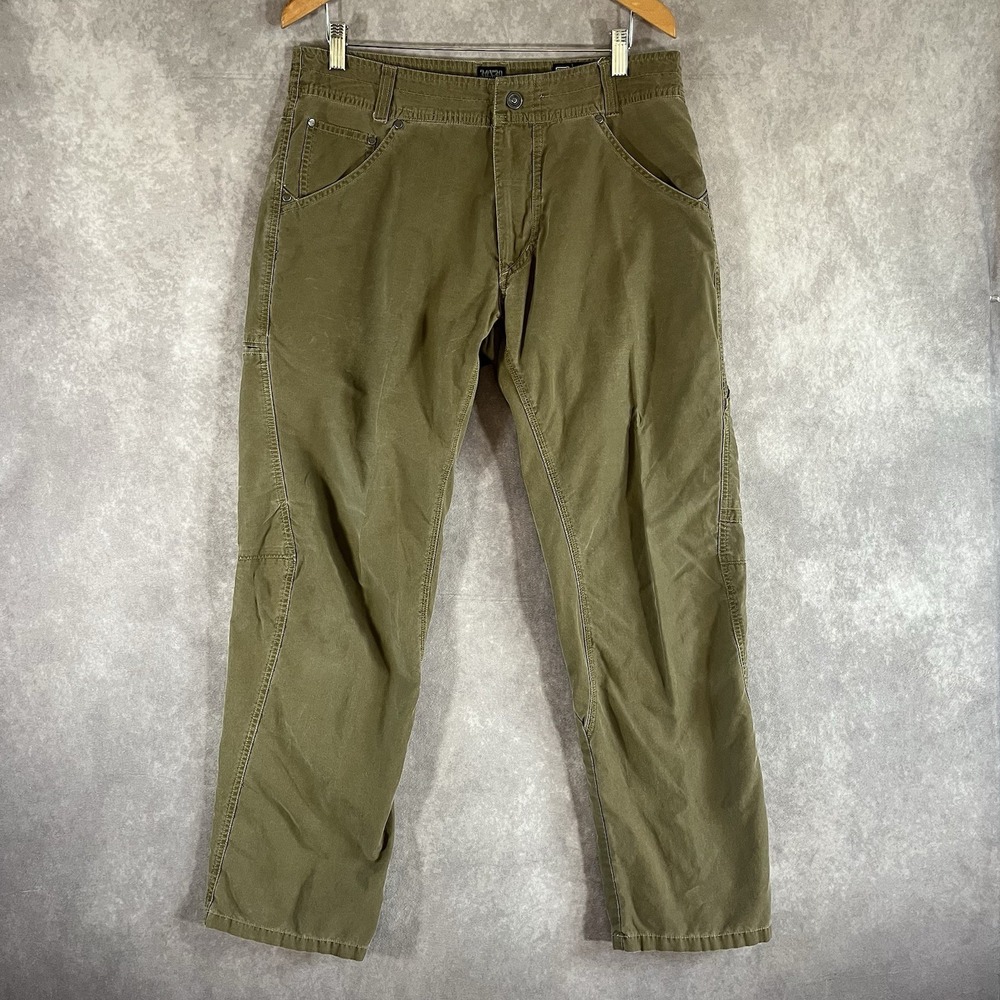 Kuhl Rydr Pants Mens 34x30 Olive Green Vintage Patina Dye Utility Hiking Outdoor